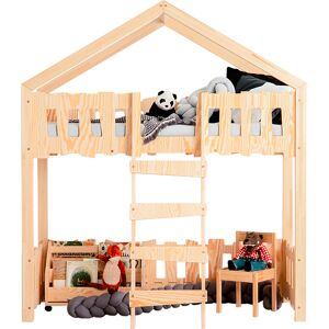 Tendresse de bebe Lit cabane mi-hauteur 90x200 sommier inclus naturel