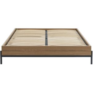 Baita Cadre de lit effet chene fonce 160x200 sommier inclus