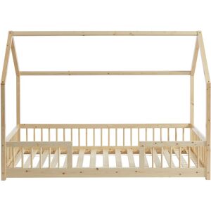 Baita Lit cabane avec barrieres pin massif 90x190 sommier inclus