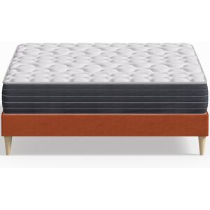 Homifab Pack lit 160x200 en velours rouille + Matelas memoire de forme