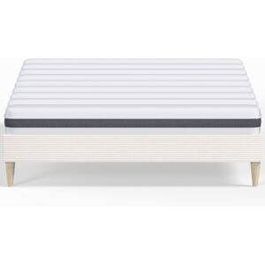 Homifab Pack lit 160x200 en velours côtele beige + Matelas ressorts, Mousse HR