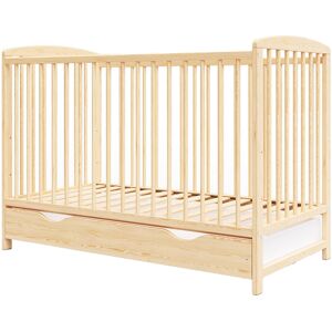 Premiers Moments Lit bebe evolutif en bois naturel avec tiroir - 120x60 cm