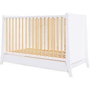 Premiers Moments Lit bebe evolutif en bois blanc et pin avec tiroir - 120x60 cm