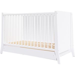 Premiers Moments Lit bebe evolutif en bois blanc avec tiroir - 120x60 cm