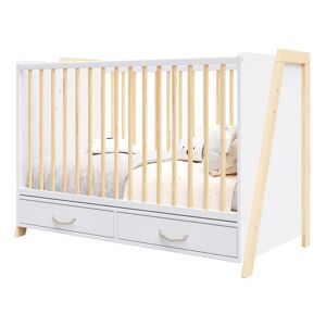 Premiers Moments Lit bebe evolutif et Bureau 2 en 1en bois blanc et pin - 120x60 cm