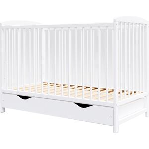 Premiers Moments Lit bebe evolutif en bois blanc avec tiroir - 120x60 cm