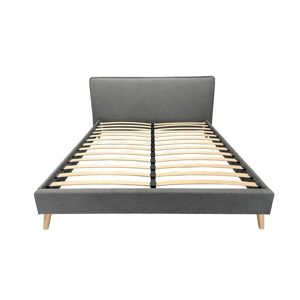 DIVA SALON Lit avec matelas 2 places en tissu gris souris 160x200