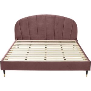 DIVA SALON Lit avec matelas 2 places en velours vieux rose 160x200