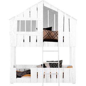 Tendresse de bebe Lit cabane superpose 90x200 sommier inclus Blanc