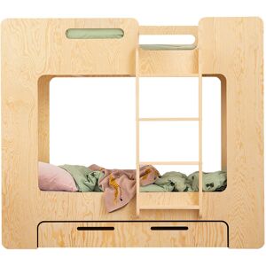 Tendresse de bebe Lit superpose 90x190 echelle a droite sommier et tiroir inclus naturel