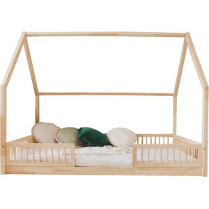 Tendresse de bebe Lit cabane 140x200 barrieres et sommier inclus pieds 1 cm naturel