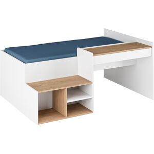 ID Kids Pack Lit combine avec bureau et matelas blanc et bois 90x190 cm