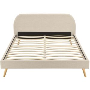 Usinestreet Cadre de lit avec sommier a lattes en tissu - Beige - 140 cm