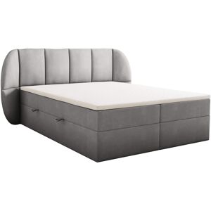 Trada Ensemble sommier et matelas en velours gris 160x200