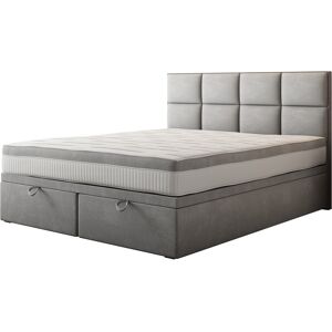 Trada Ensemble sommier et matelas en velours gris 180x200