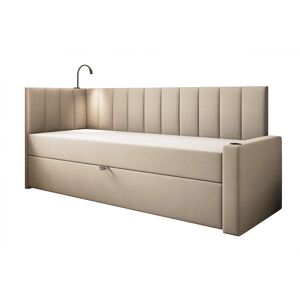 Trada Lit en velours beige 90x200