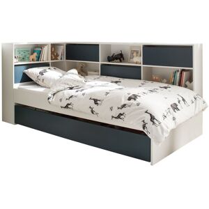 Nateo Concept Lit gigogne avec rangement 90x190 Blanc et Bleu