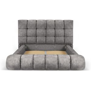 Micadoni Home Lit avec tete de lit 140x200cm en tissu velours gris