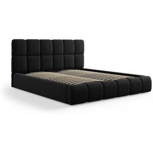 Micadoni Home Lit coffre avec tete de lit 160x200cm en tissu velours noir