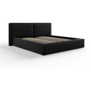 Micadoni Home Lit coffre avec tete de lit 180x200cm en tissu velours noir