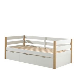 Drawer Lit enfant banquette 1 tiroir en bois 90x200cm blanc et bois clair