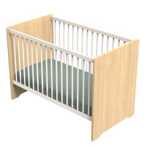 Sauthon Lit bebe 120 x 60 avec tetes de lit arrondies en bois decor chene miel