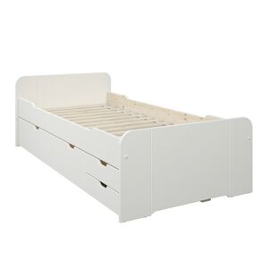 Alfred et Compagnie  Lit multi-rangements pin massif blanc 90x200