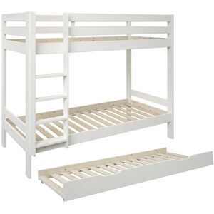 Alfred et Compagnie  Lit superpose avec lit gigogne pin massif blanc 90x200