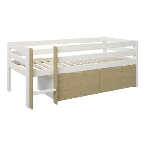 Alfred et Compagnie  Lit sureleve avec tiroirs pin massif blanc bois 90x200