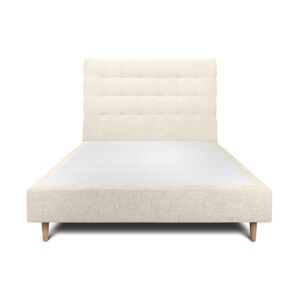 Sommeil de Plomb Lit avec tete de lit capitonnee tissu et sommier tapissier Beige clai