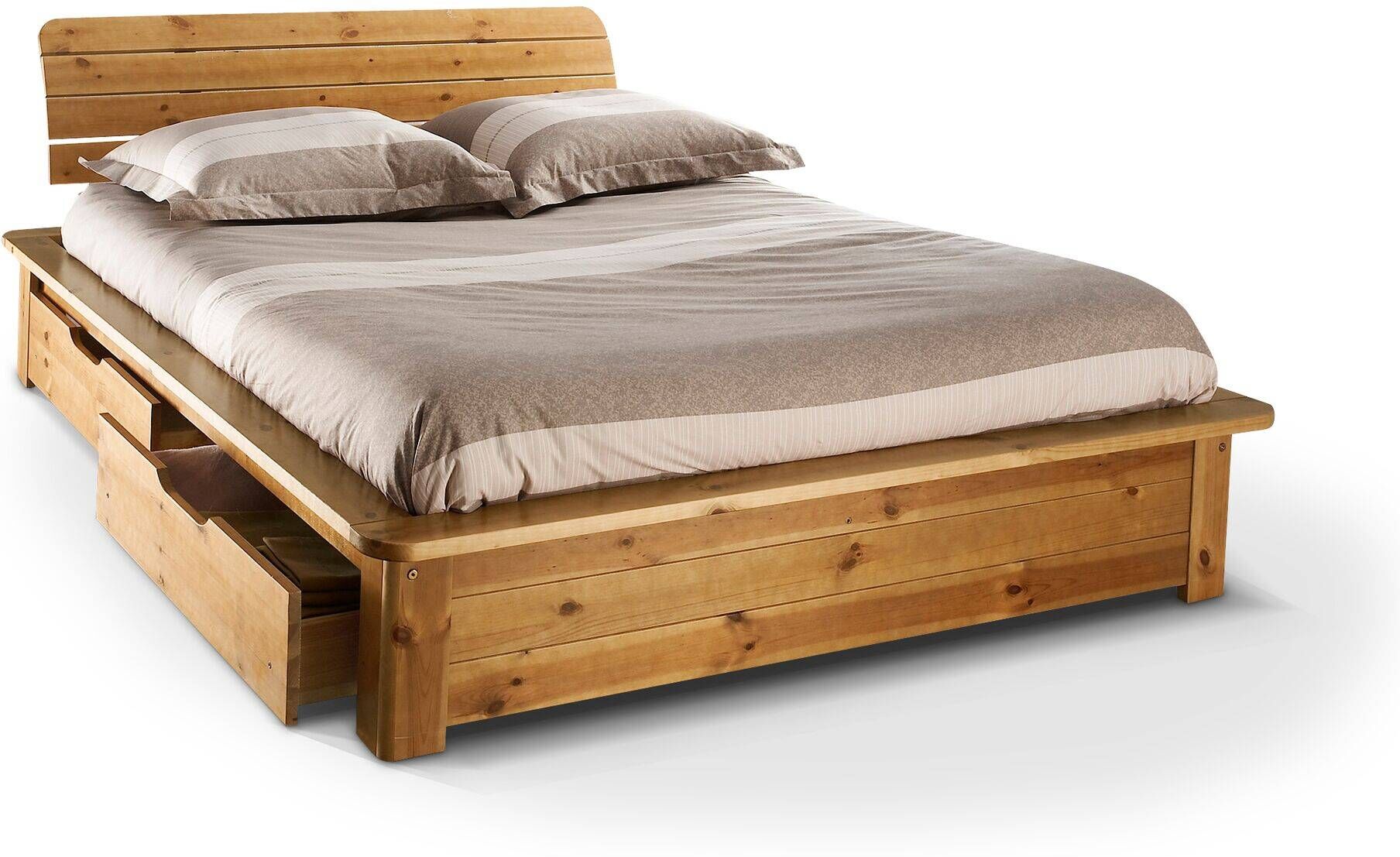 CAMIF Lit rangement en bois massif avec 2 tiroirs 140 x 190 cm