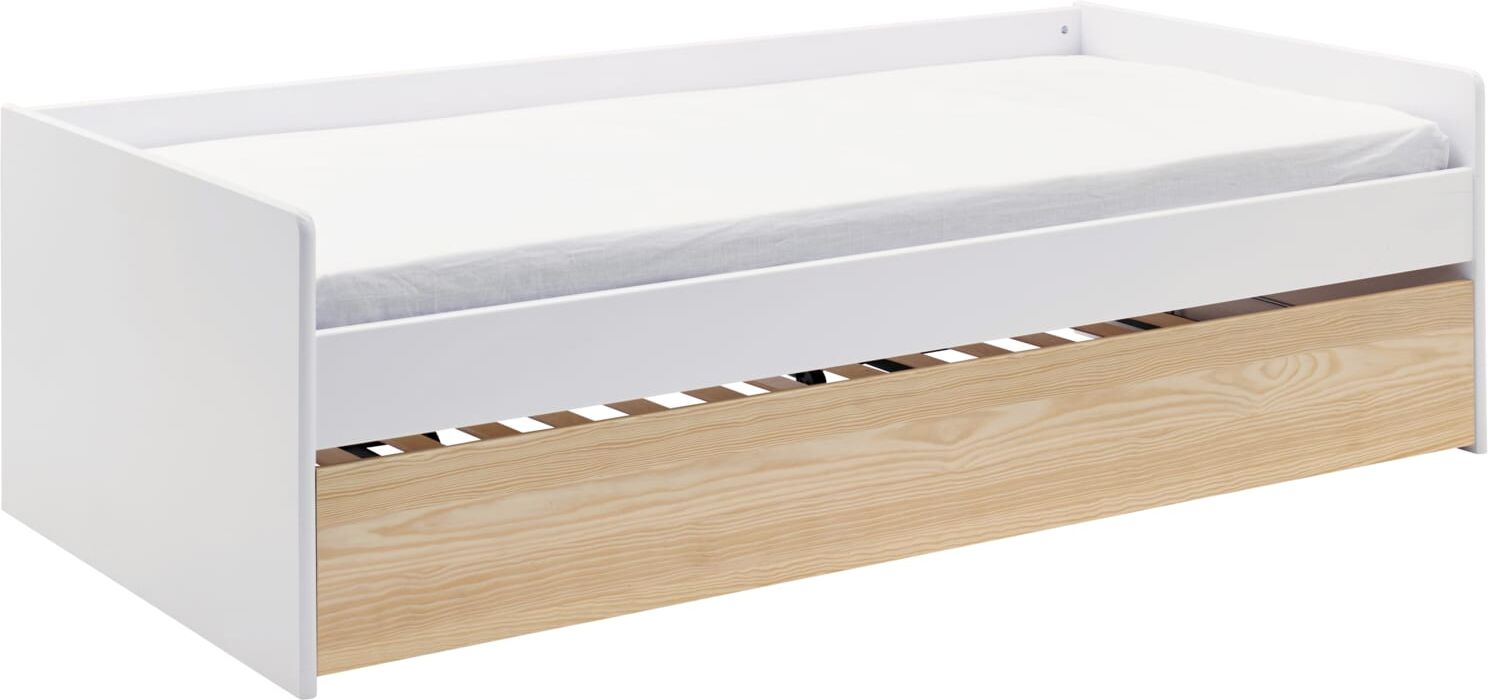 CAMIF Lit banquette gigogne en bois 90 x 190 cm blanc/bois