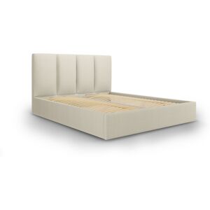 Micadoni Home Lit coffre avec tête de lit 140x200 cm en tissu structuré beige