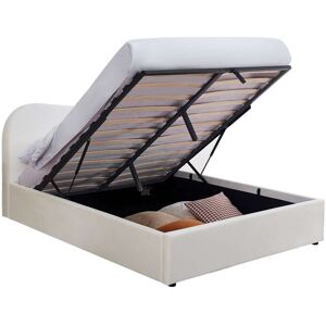 Homifab Lit coffre 140x190 cm avec tête le lit en velours beige - Publicité Homifab Lit coffre 140x190 cm avec tête le lit en velours beige - Publicité