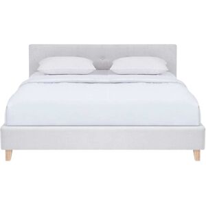 Homifab Lit 160x200 cm avec tête de lit en tissu beige - Publicité Homifab Lit 160x200 cm avec tête de lit en tissu beige - Publicité