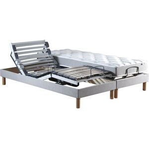 Idliterie Sommier électrique matelas mémoire forme gris clair 2x70x190 - Publicité Idliterie Sommier électrique matelas mémoire forme gris clair 2x70x190 - Publicité