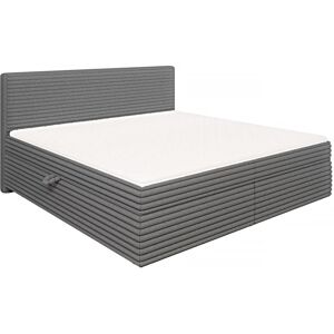 S-Style Lit boxspring 200x200 avec surmatelas et tiroirs, velours gris foncé - Publicité S-Style Lit boxspring 200x200 avec surmatelas et tiroirs, velours gris foncé - Publicité