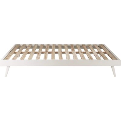 Maisons du Monde Lit vintage en bois blanc 140x190 avec sommier à lattes - Publicité Maisons du Monde Lit vintage en bois blanc 140x190 avec sommier à lattes - Publicité