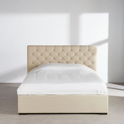 Maisons du Monde Lit 2 tiroirs coulissantes en lin beige 160x200 avec sommier à lattes - Publicité Maisons du Monde Lit 2 tiroirs coulissantes en lin beige 160x200 avec sommier à lattes - Publicité