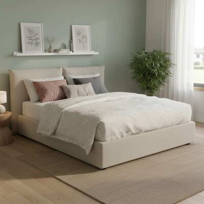 Talamo Italia Lit double en tissu beige 160x190 cm - Publicité Talamo Italia Lit double en tissu beige 160x190 cm - Publicité