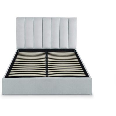 Menzzo Lit coffre + sommier velours argent 140cm - Publicité Menzzo Lit coffre + sommier velours argent 140cm - Publicité