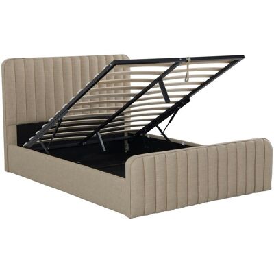 Weber Lit coffre, tissu beige, 160x200 cm - Publicité Weber Lit coffre, tissu beige, 160x200 cm - Publicité