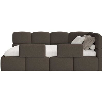 Selsey Lit ado 90x200, droit, avec matelas et barrière, en bouclette brun - Publicité Selsey Lit ado 90x200, droit, avec matelas et barrière, en bouclette brun - Publicité