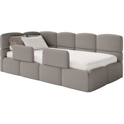Selsey Lit ado 90x200, gauche, avec matelas et barrière, en bouclette gris - Publicité Selsey Lit ado 90x200, gauche, avec matelas et barrière, en bouclette gris - Publicité