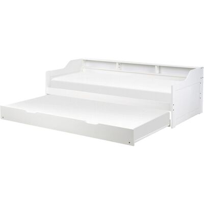 Beliani Lit gigogne en bois blanc 90x200 - Publicité Beliani Lit gigogne en bois blanc 90x200 - Publicité