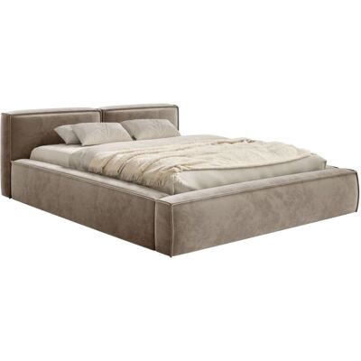Selsey Lit coffre 140 x 200 avec sommier, en velours, brun clair - Publicité Selsey Lit coffre 140 x 200 avec sommier, en velours, brun clair - Publicité