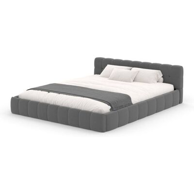 Concept Usine Lit style nuage 140x190cm en velours gris - Publicité Concept Usine Lit style nuage 140x190cm en velours gris - Publicité