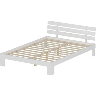 Happy Garden Lit en bois de pin blanc 140x200 avec tête de lit et sommier à lattes - Publicité Happy Garden Lit en bois de pin blanc 140x200 avec tête de lit et sommier à lattes - Publicité
