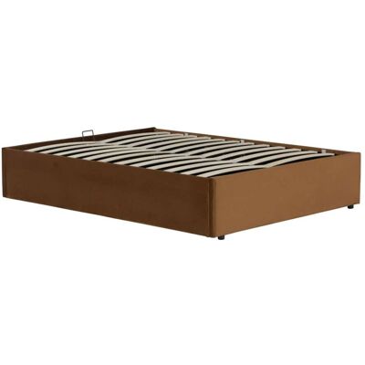 Terre de Nuit Lit coffre en velours marron 140x190 - Publicité Terre de Nuit Lit coffre en velours marron 140x190 - Publicité