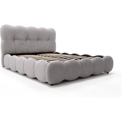 Menzzo Lit-coffre design boule avec sommier relevable 140x200cm velours gris - Publicité Menzzo Lit-coffre design boule avec sommier relevable 140x200cm velours gris - Publicité